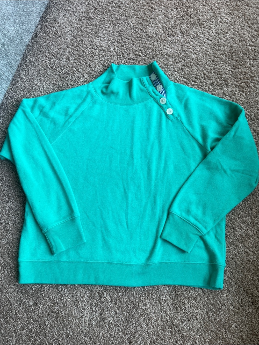 J. Crew Teal Button-Shoulder Sweatshirt Size XL